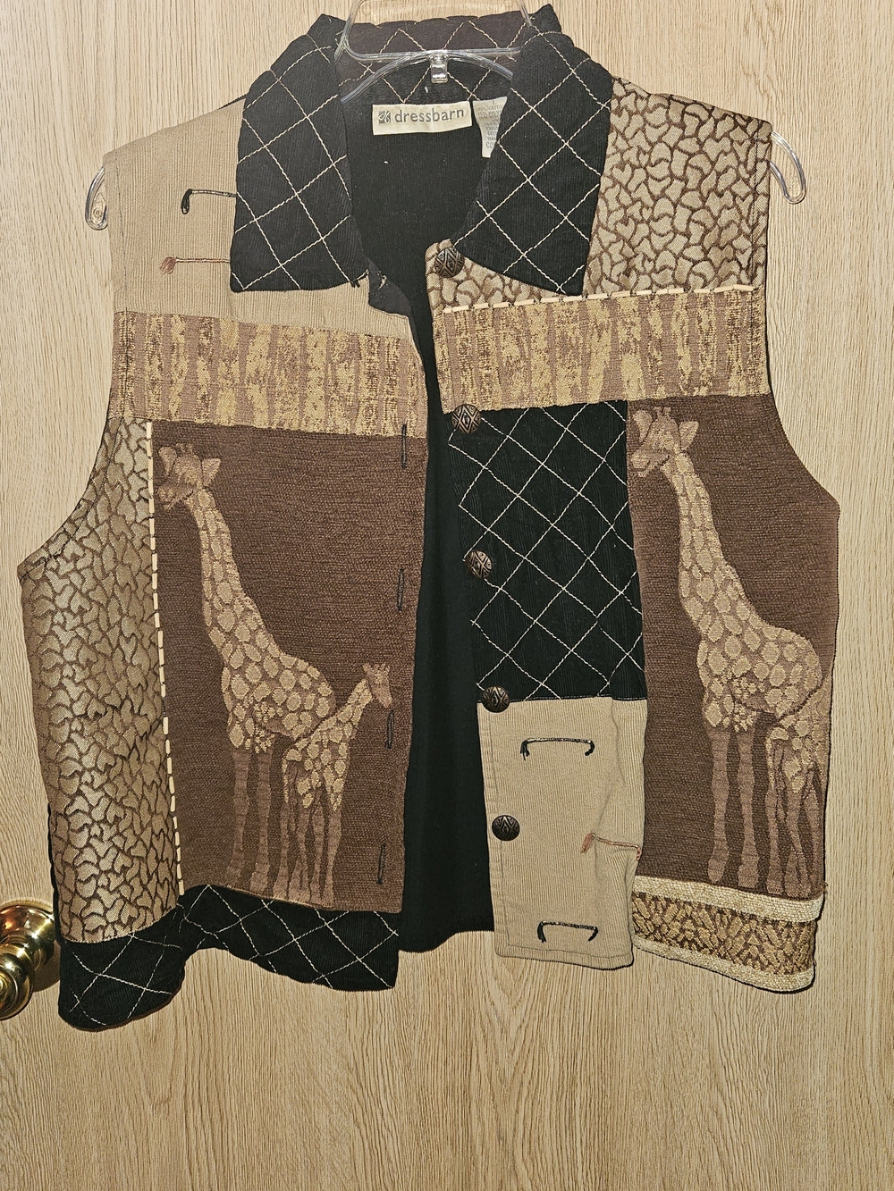 Vintage Dressbarn Giraffe Patchwork Vest in Brown and Tan